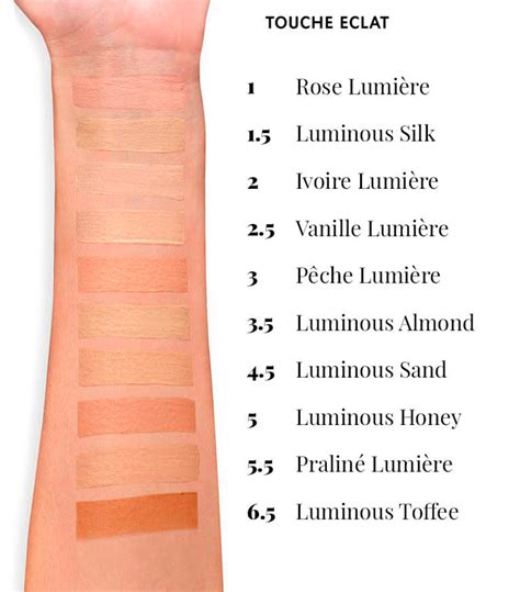 ysl touche eclat kleuren|YSL touche eclat colour chart.